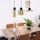 Modern Geometric LED Pendant Light Minimalist Brass and Black Hanging Fixture