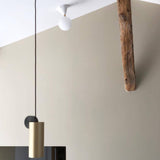 Modern Geometric LED Pendant Light Minimalist Brass and Black Hanging Fixture