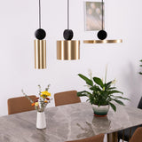Modern Geometric LED Pendant Light Minimalist Brass and Black Hanging Fixture