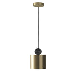Modern Geometric LED Pendant Light Minimalist Brass and Black Hanging Fixture