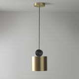 Modern Geometric LED Pendant Light Minimalist Brass and Black Hanging Fixture