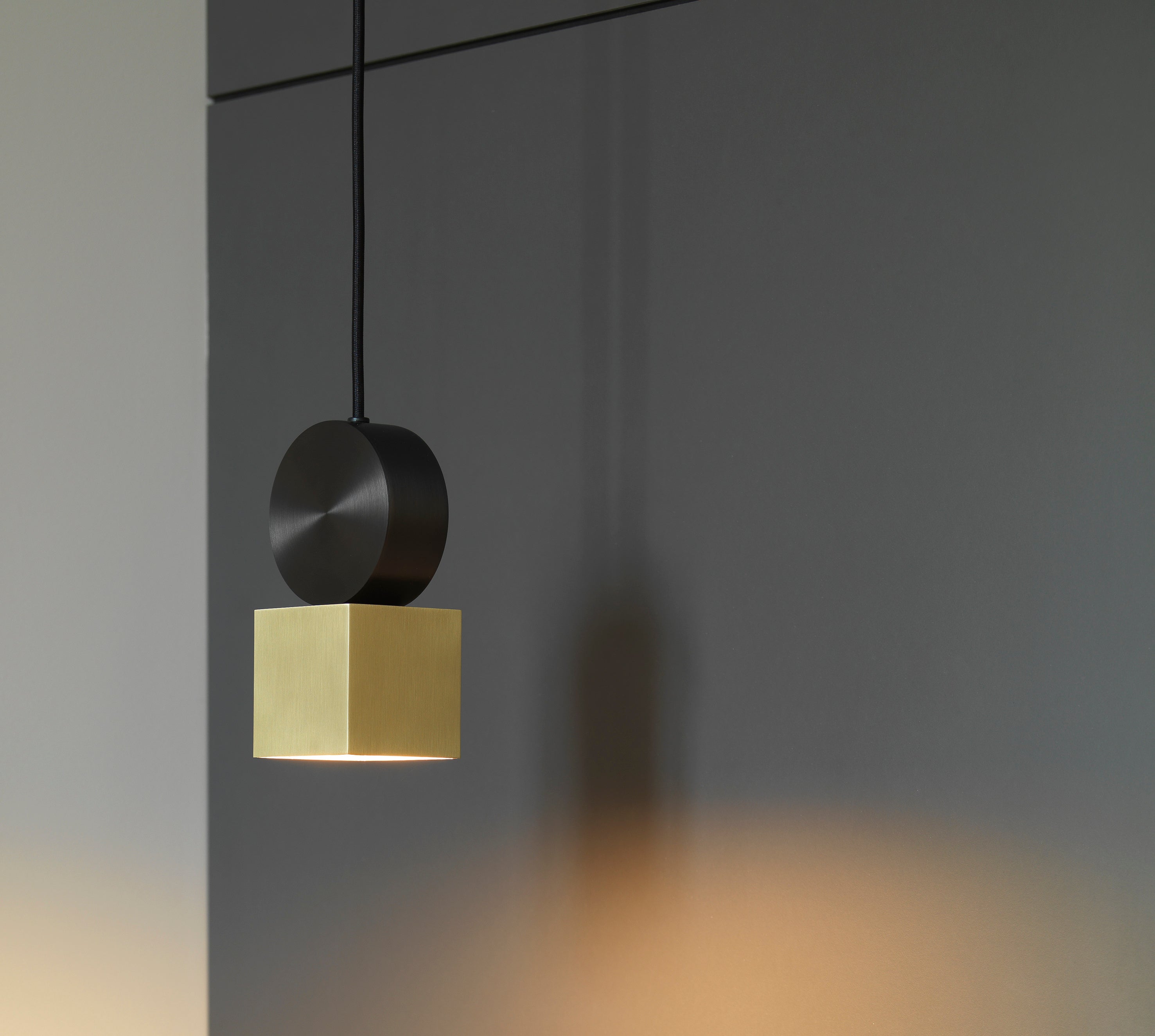 Modern Geometric LED Pendant Light Minimalist Brass and Black Hanging Fixture