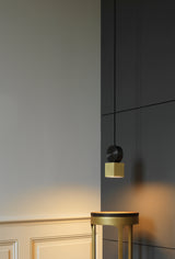 Modern Geometric LED Pendant Light Minimalist Brass and Black Hanging Fixture