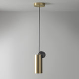 Modern Geometric LED Pendant Light Minimalist Brass and Black Hanging Fixture