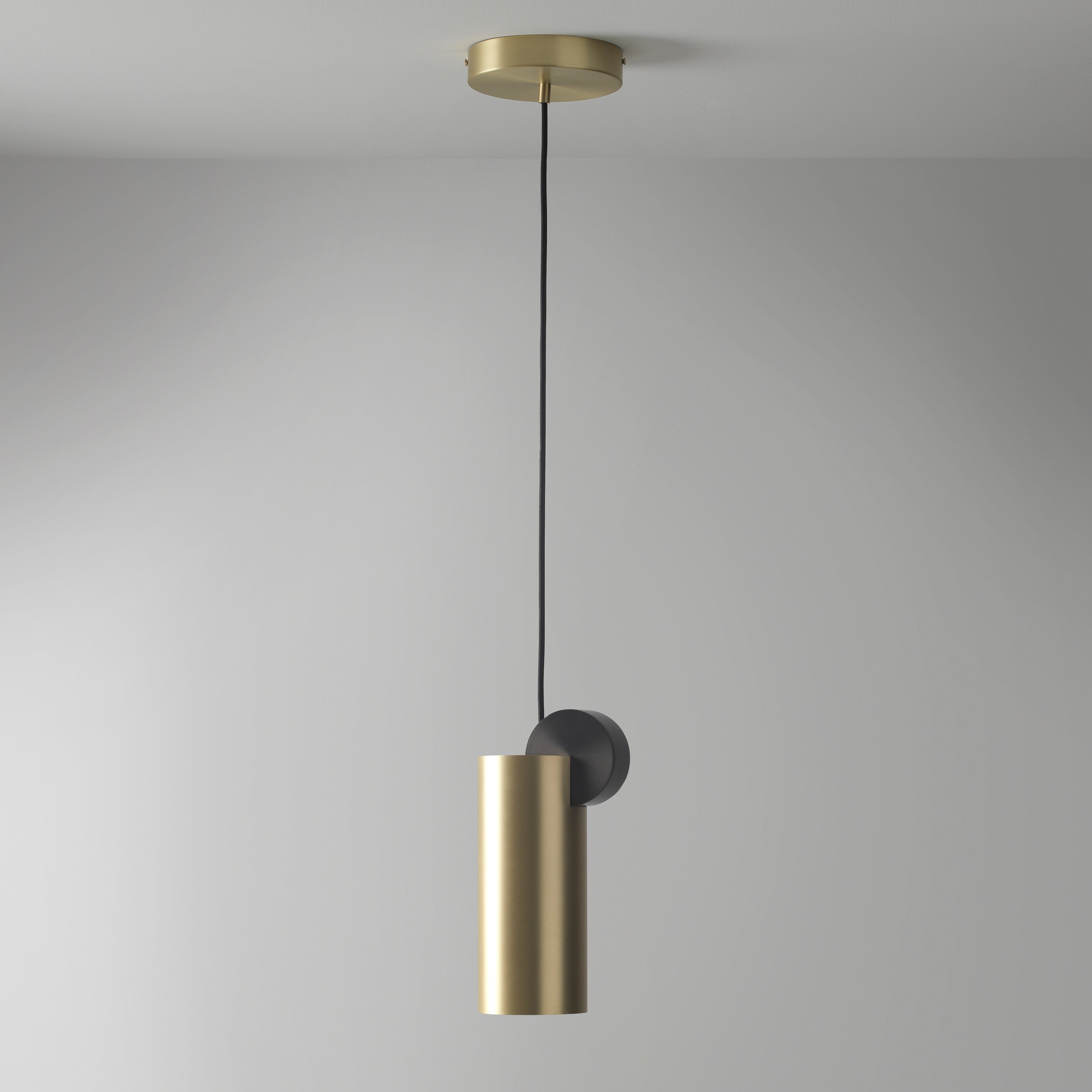 Modern Geometric LED Pendant Light Minimalist Brass and Black Hanging Fixture