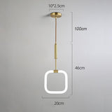 Modern Geometric LED Pendant Light with Brass Finish and Rounded Square Acrylic Shade