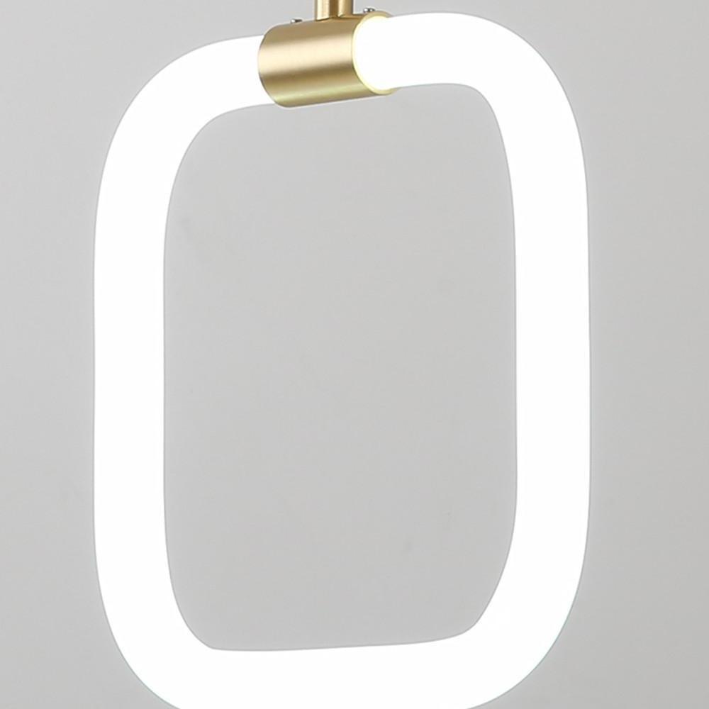 Modern Geometric LED Pendant Light with Brass Finish and Rounded Square Acrylic Shade