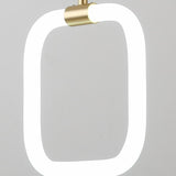 Modern Geometric LED Pendant Light with Brass Finish and Rounded Square Acrylic Shade
