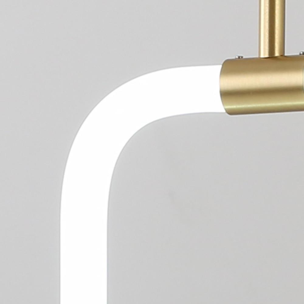 Modern Geometric LED Pendant Light with Brass Finish and Rounded Square Acrylic Shade