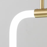 Modern Geometric LED Pendant Light with Brass Finish and Rounded Square Acrylic Shade