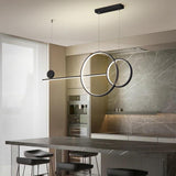 Modern Geometric LED Pendant Lighting with Circle and Linear Design for Kitchen Island