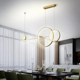 Modern Geometric LED Pendant Lighting with Circle and Linear Design for Kitchen Island