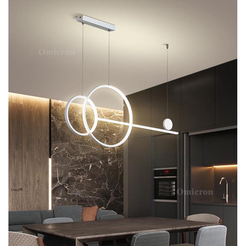 Modern Geometric LED Pendant Lighting with Circle and Linear Design for Kitchen Island