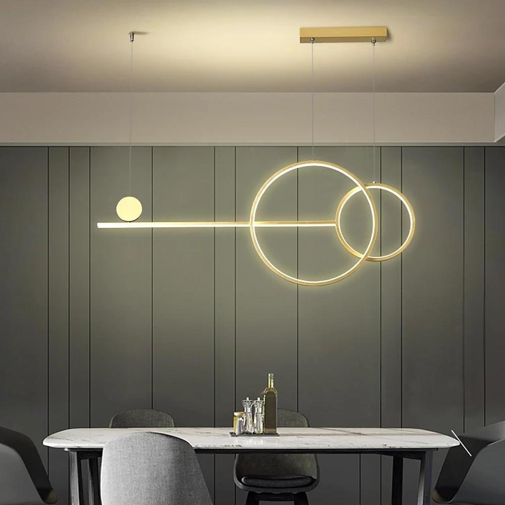 Modern Geometric LED Pendant Lighting with Circle and Linear Design for Kitchen Island