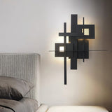 Modern Geometric LED Planar Wall Lamp Abstract Design Matte Black Sconce