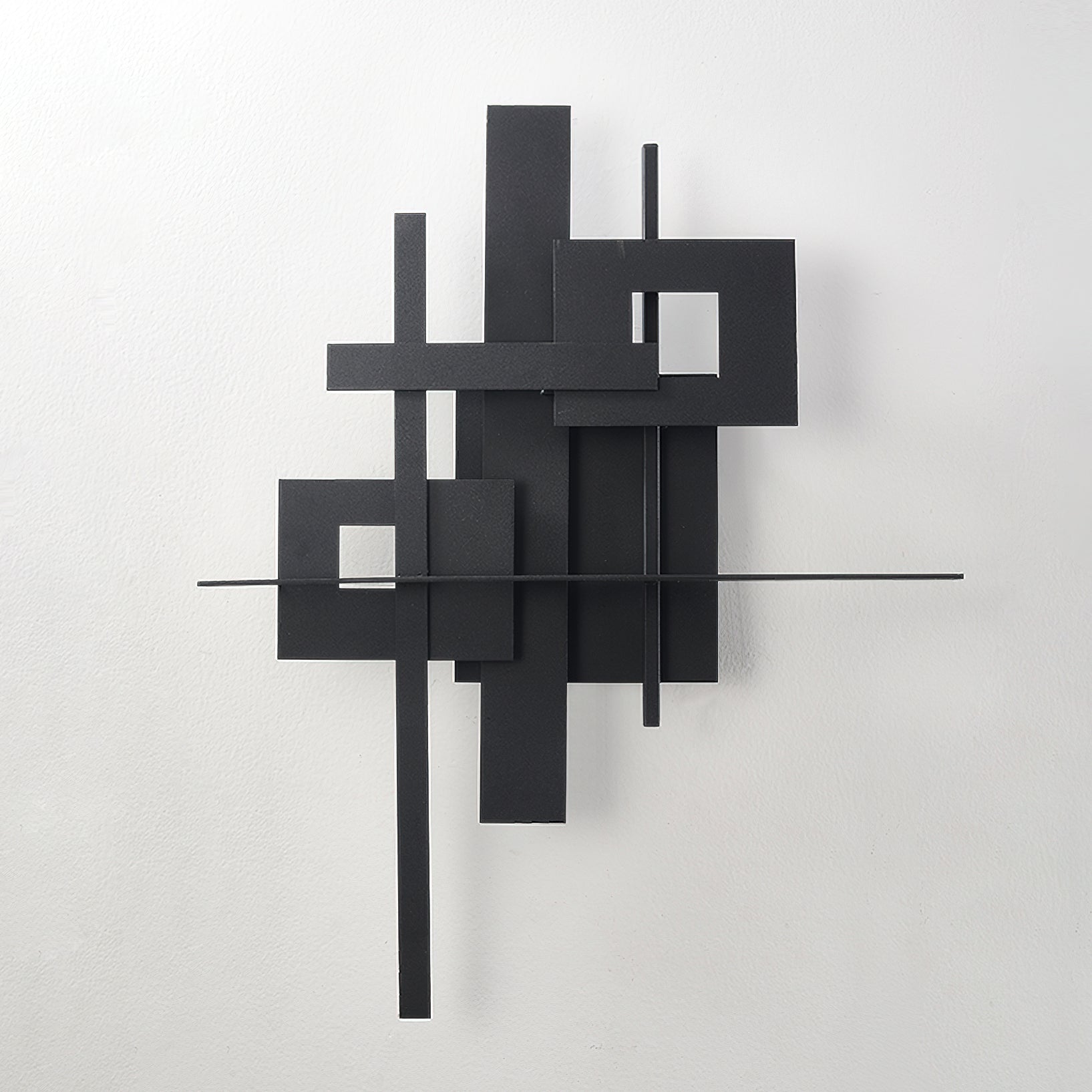 Modern Geometric LED Planar Wall Lamp Abstract Design Matte Black Sconce