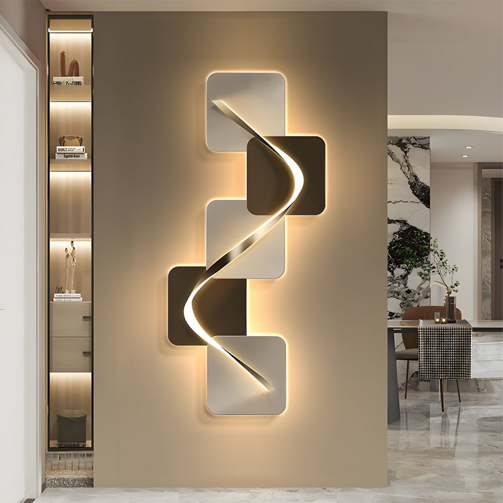 Modern Geometric LED Wall Art Decor USB Powered Crystal Porcelain Backlit Painting Light for Home Office