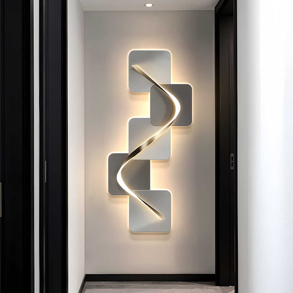 Modern Geometric LED Wall Art Decor USB Powered Crystal Porcelain Backlit Painting Light for Home Office