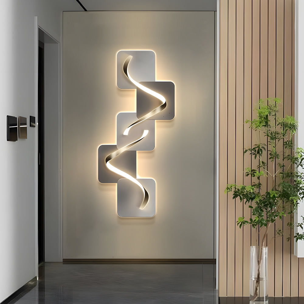 Modern Geometric LED Wall Art Decor USB Powered Crystal Porcelain Backlit Painting Light for Home Office