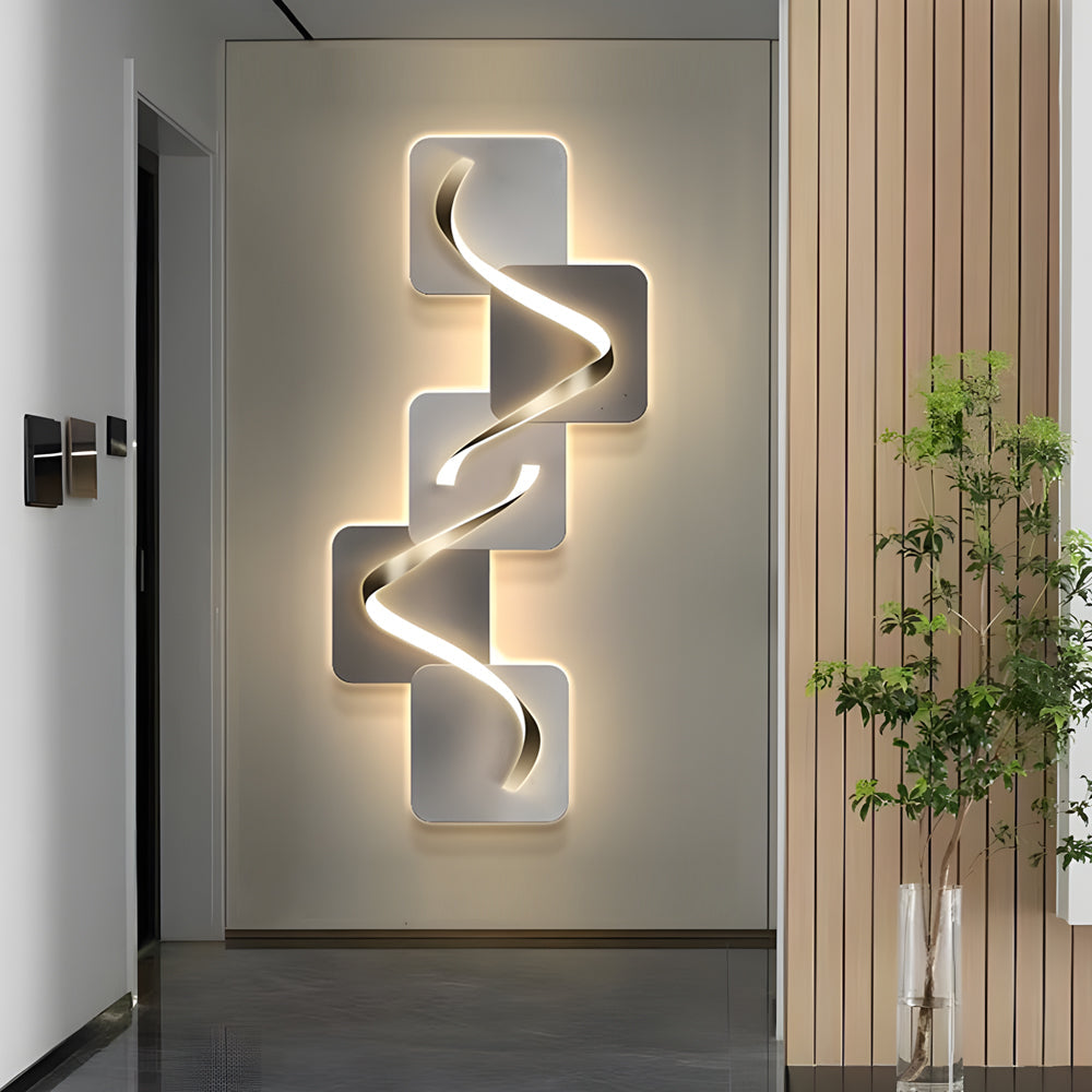 Modern Geometric LED Wall Art Decor USB Powered Crystal Porcelain Backlit Painting Light for Home Office