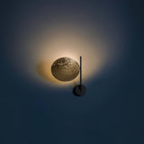 Modern Geometric LED Wall Sconce Minimalist Disk Design Set of Two Gold and Black Indoor Light Fixture
