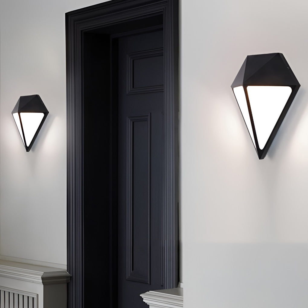 Modern Geometric LED Waterproof Outdoor Wall Lamp Exterior Porch Light Fixture in Black