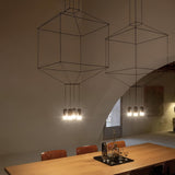 Modern Geometric LED Wire Pendant Lamp Contemporary Black Chandelier Lighting