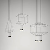 Modern Geometric LED Wire Pendant Lamp Contemporary Black Chandelier Lighting