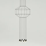Modern Geometric LED Wire Pendant Lamp Contemporary Black Chandelier Lighting