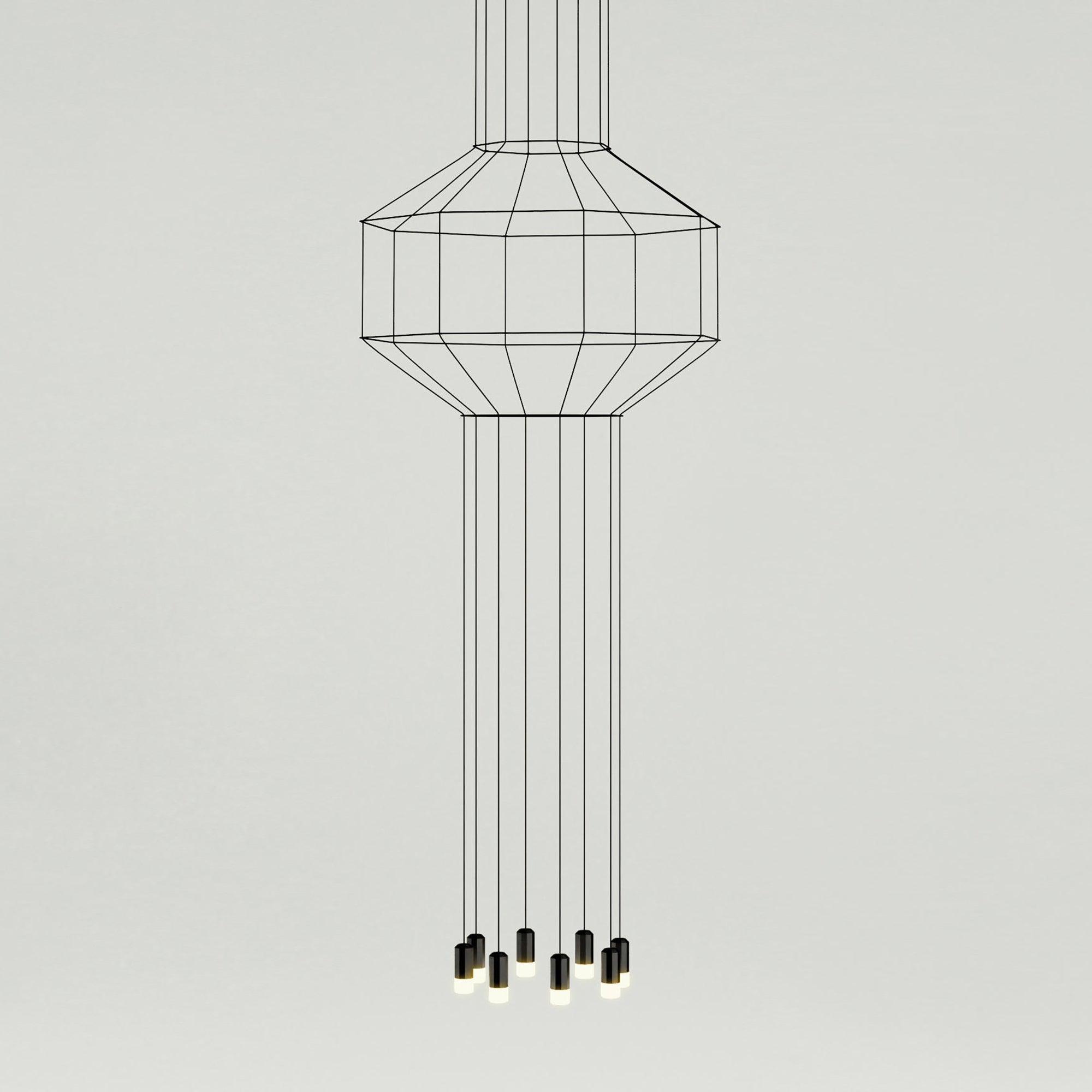 Modern Geometric LED Wire Pendant Lamp Contemporary Black Chandelier Lighting