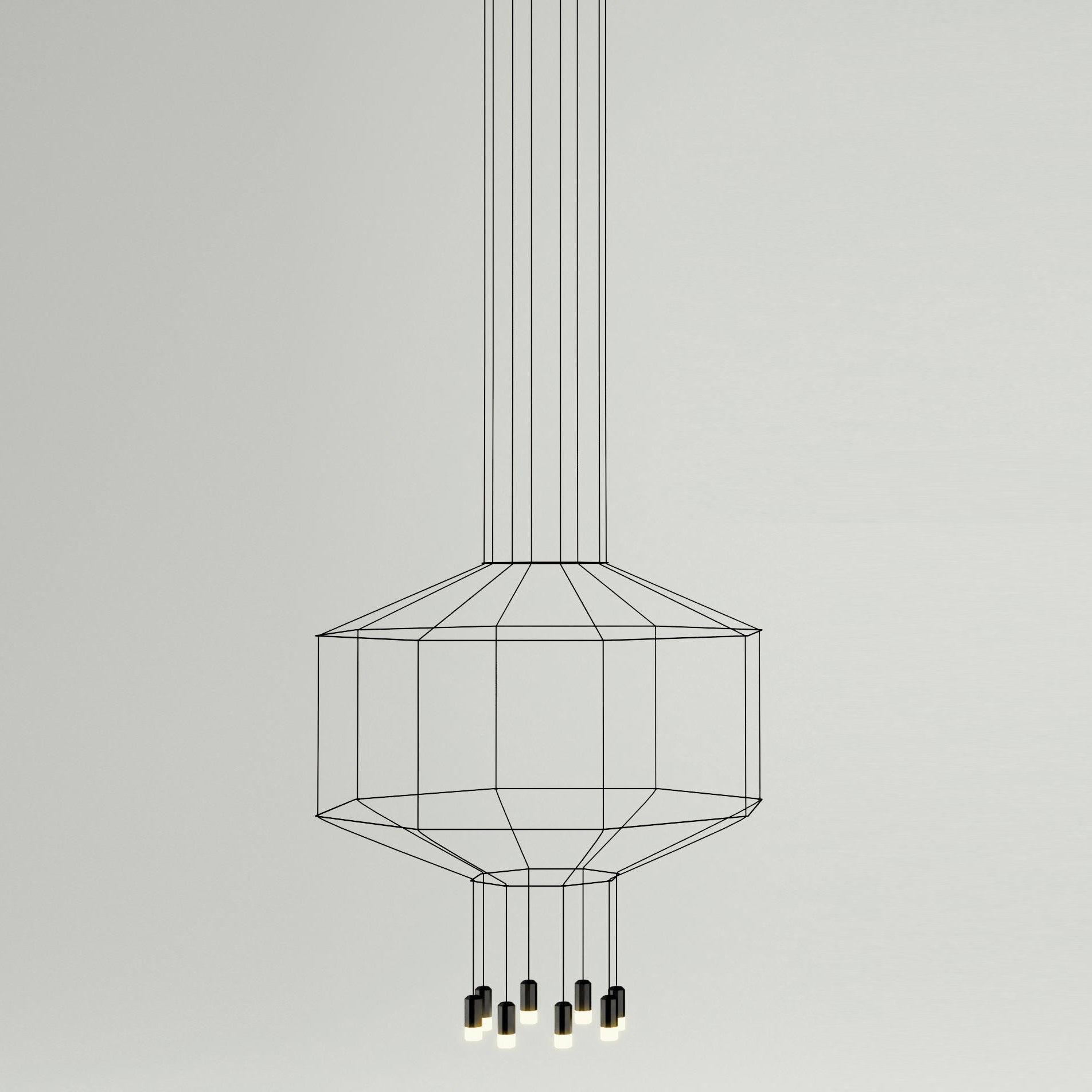 Modern Geometric LED Wire Pendant Lamp Contemporary Black Chandelier Lighting