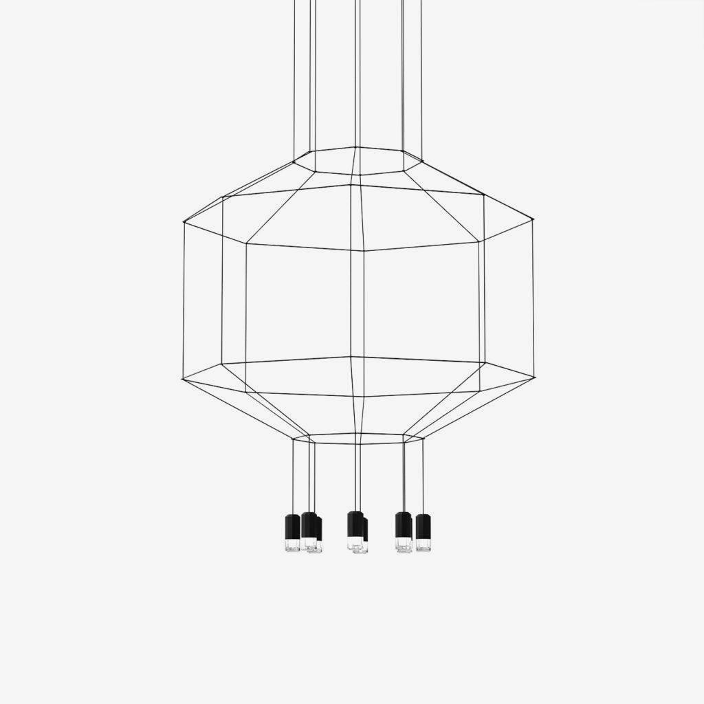 Modern Geometric LED Wire Pendant Lamp Contemporary Black Chandelier Lighting