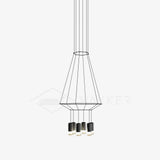 Modern Geometric LED Wire Pendant Lamp Contemporary Black Chandelier Lighting