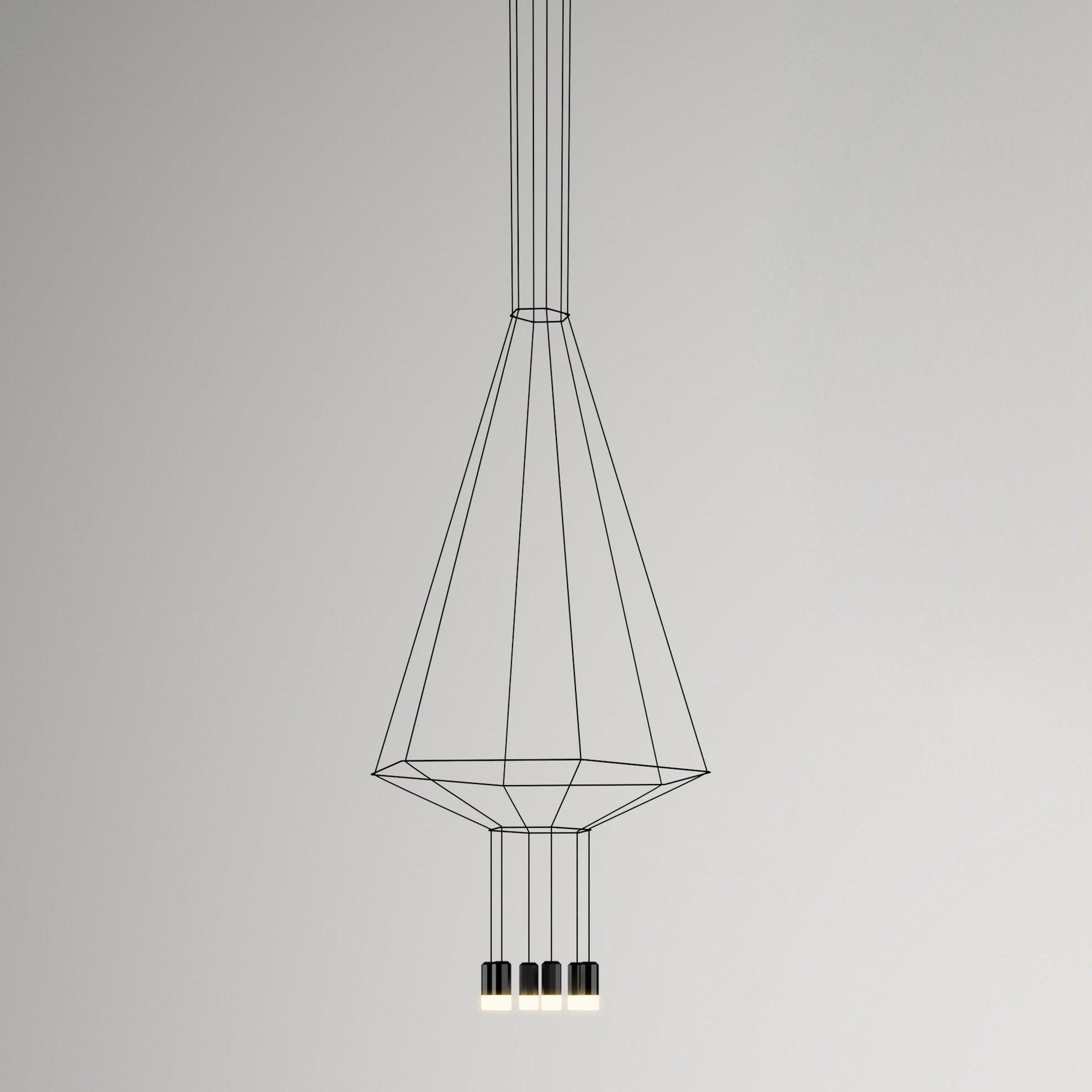 Modern Geometric LED Wire Pendant Lamp Contemporary Black Chandelier Lighting