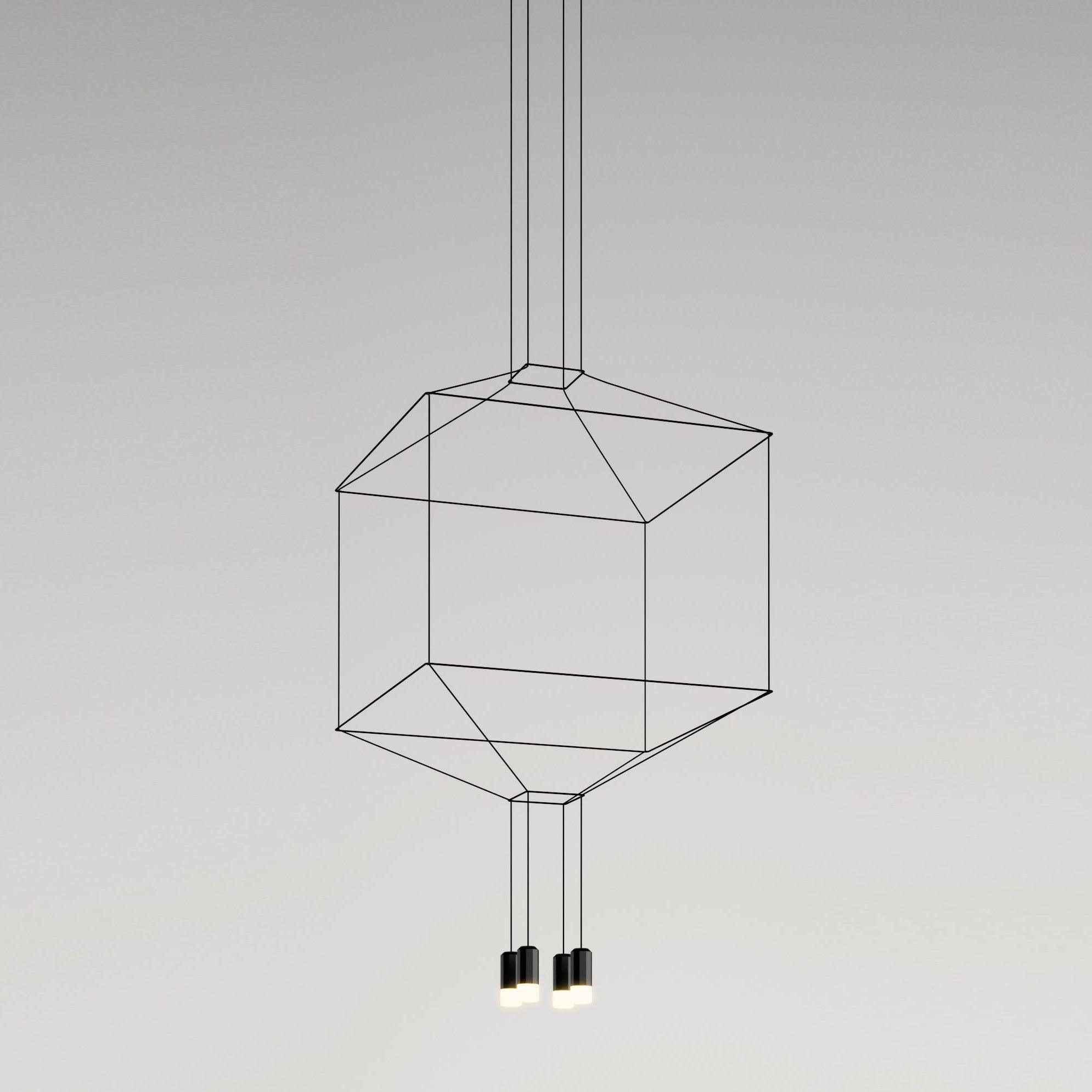 Modern Geometric LED Wire Pendant Lamp Contemporary Black Chandelier Lighting