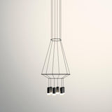 Modern Geometric LED Wire Pendant Lamp Contemporary Black Chandelier Lighting