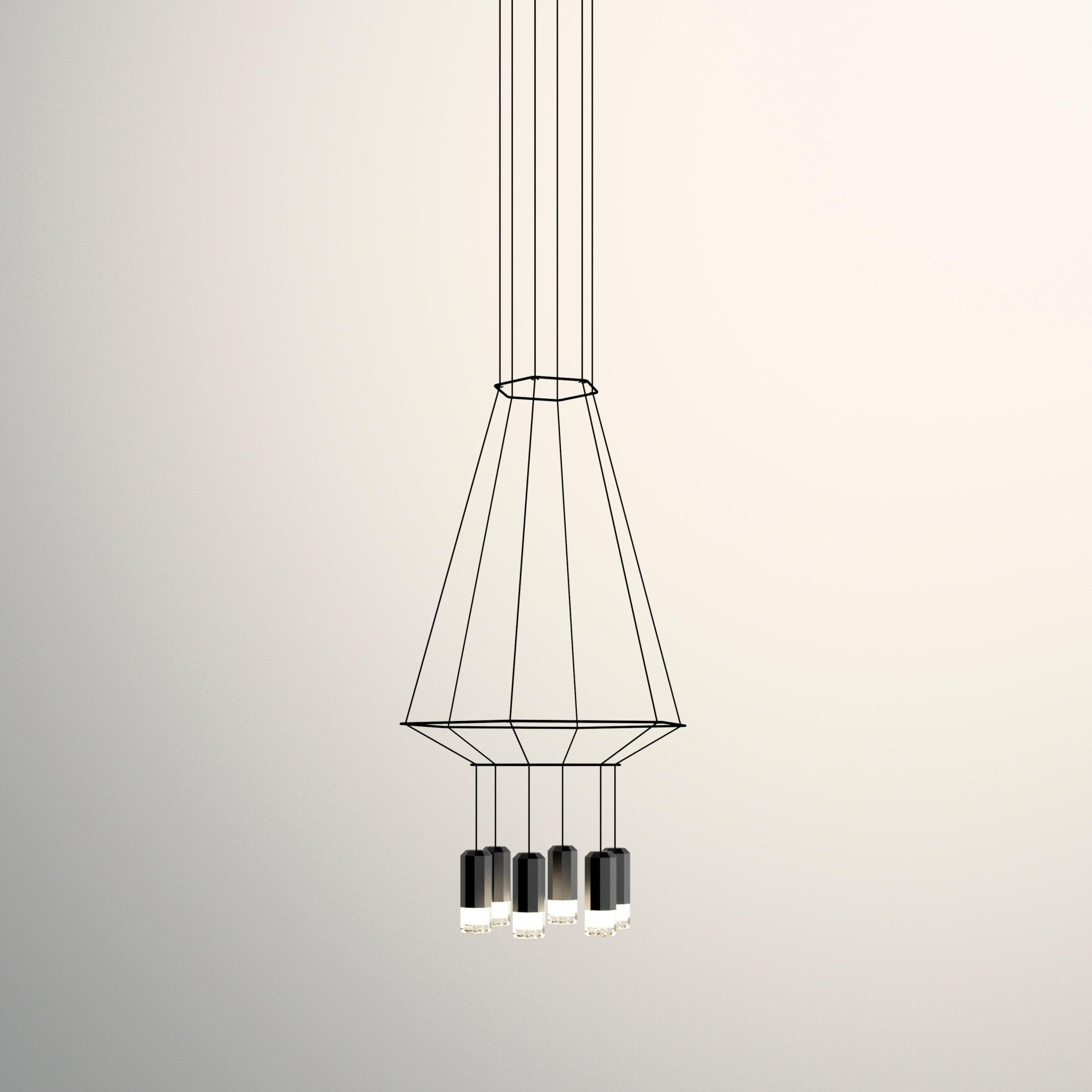 Modern Geometric LED Wire Pendant Lamp Contemporary Black Chandelier Lighting