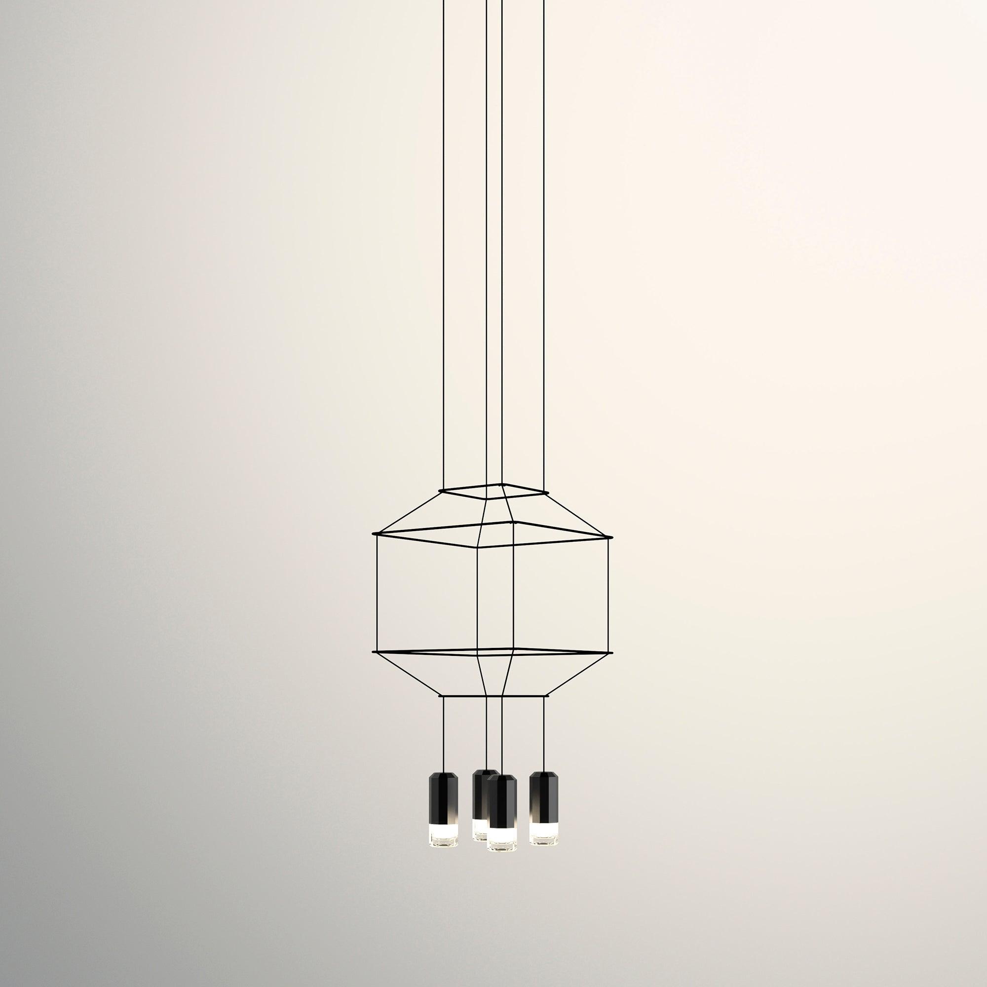 Modern Geometric LED Wire Pendant Lamp Contemporary Black Chandelier Lighting