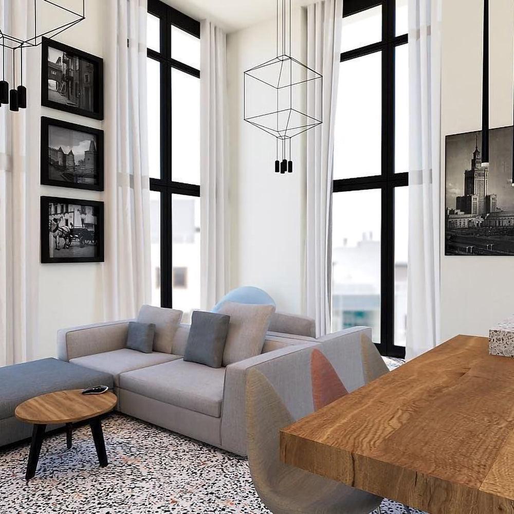 Modern Geometric LED Wire Pendant Lamp Contemporary Black Chandelier Lighting