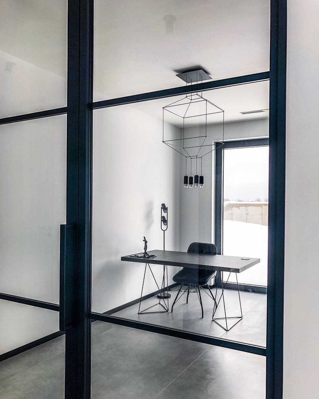 Modern Geometric LED Wire Pendant Lamp Contemporary Black Chandelier Lighting