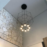 Modern Geometric LED Wire Pendant Lamp Contemporary Black Chandelier Lighting