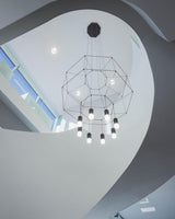 Modern Geometric LED Wire Pendant Lamp Contemporary Black Chandelier Lighting