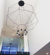 Modern Geometric LED Wire Pendant Lamp Contemporary Black Chandelier Lighting