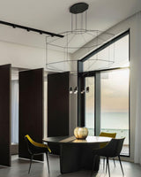 Modern Geometric LED Wire Pendant Lamp Contemporary Black Chandelier Lighting