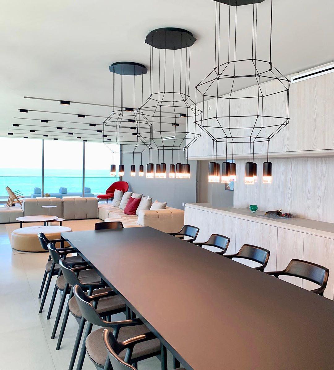 Modern Geometric LED Wire Pendant Lamp Contemporary Black Chandelier Lighting