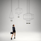 Modern Geometric LED Wire Pendant Lamp Contemporary Black Chandelier Lighting