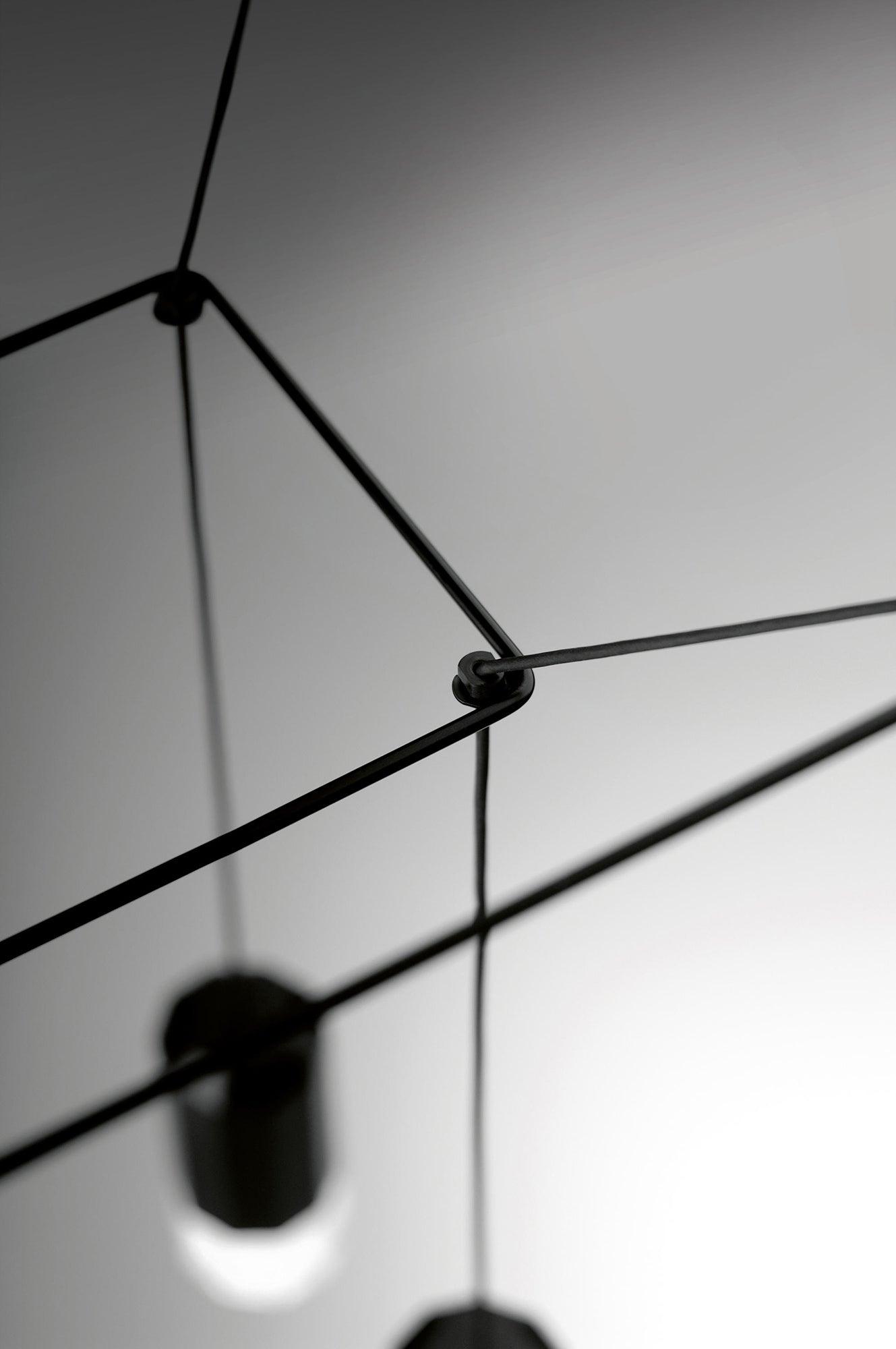 Modern Geometric LED Wire Pendant Lamp Contemporary Black Chandelier Lighting