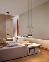 Modern Geometric LED Wire Pendant Lamp Contemporary Black Chandelier Lighting
