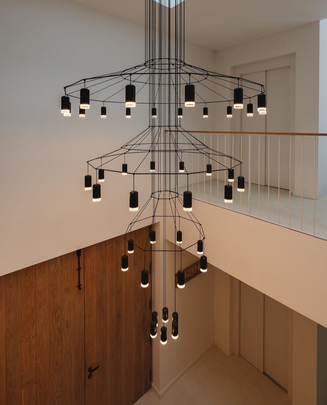 Modern Geometric LED Wire Pendant Lamp Contemporary Black Chandelier Lighting