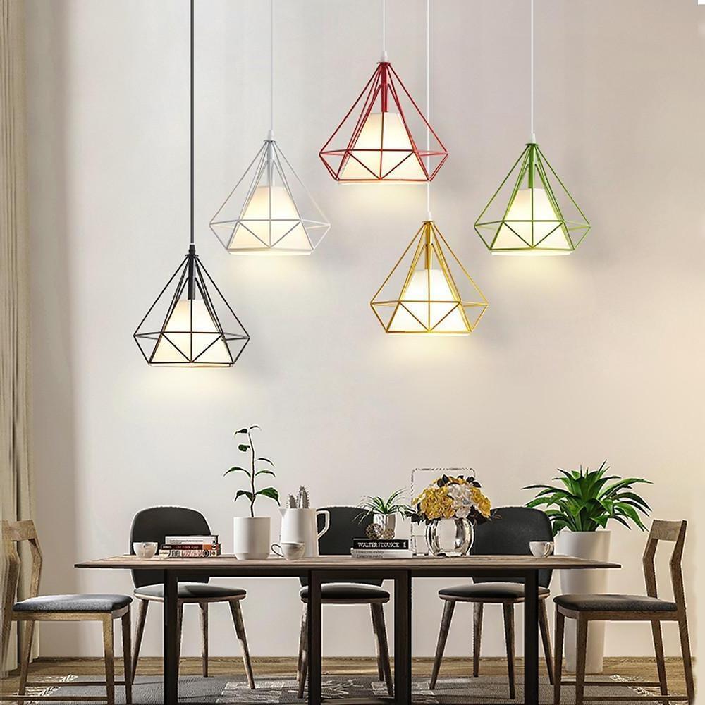Modern Geometric Metal Cage LED Pendant Light for Kitchen Island and Dining Room Lighting
